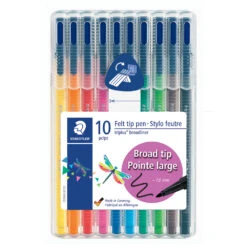 Staedtler Triplus Broadliner Pens - 1.0mm Tip - Assorted Colours - 10 Pack