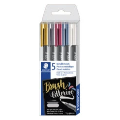 Staedtler Metallic Brush Lettering Markers - 1.2mm Bullet Tip - 5 Pack (8321TB5A6)