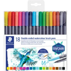Staedtler Double Ended Watercolour Brush Pen - Assorted Colours (Pack Of 18)