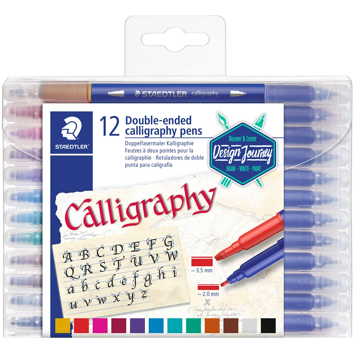 Staedtler Duo Calligraphy Marker - Assorted Colours (Wallet Of 12) 3 Staedtler Duo Calligraphy Marker - Assorted Colours (Wallet Of 12)