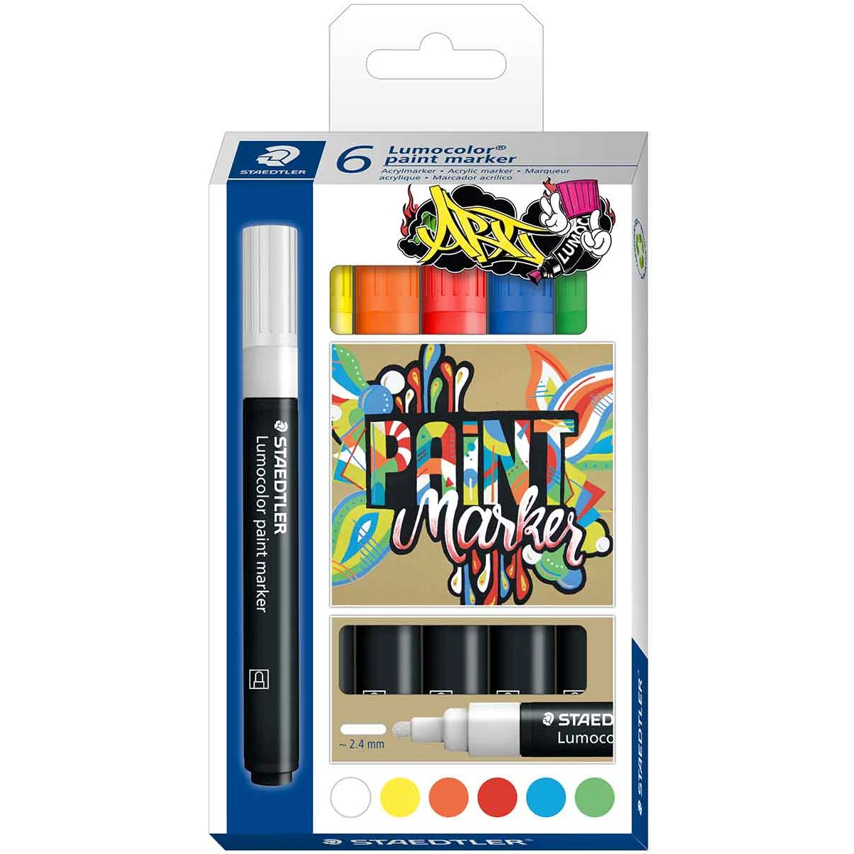 Staedtler Lumocolor Paint Markers - Assorted Colours (Pack Of 6) 3 Staedtler Lumocolor Paint Markers - Assorted Colours (Pack Of 6)