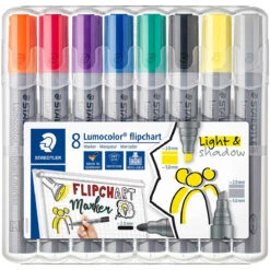 Staedtler Lumocolor Flipchart Markers - Various Tip Types - Assorted Colours (Pack Of 8)