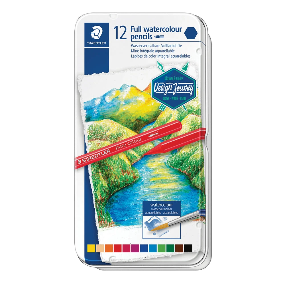 Staedtler Full Watercolour Pencils - Tin - 12 Pack (14610G M12) 3 Staedtler Full Watercolour Pencils - Tin - 12 Pack (14610G M12)