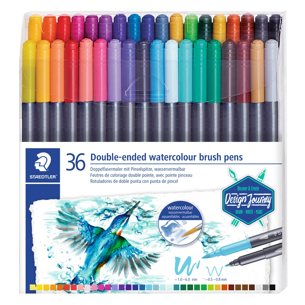 Staedtler Double-Ended Watercolour Brush Pens - 36 Pack 2 Staedtler Double-Ended Watercolour Brush Pens - 36 Pack