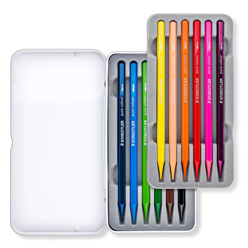 Staedtler Full Watercolour Pencils - Tin - 12 Pack (14610G M12) 4 Staedtler Full Watercolour Pencils - Tin - 12 Pack (14610G M12) - Image 2