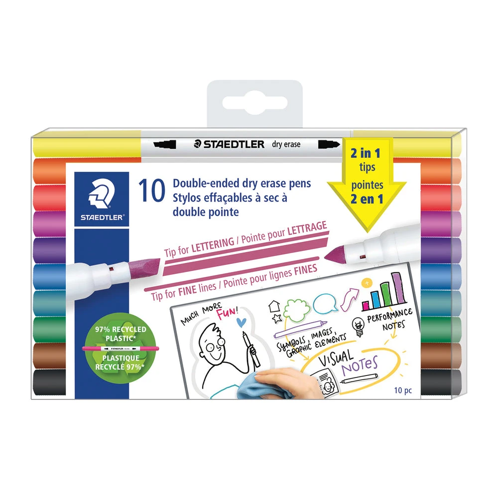 Staedtler Chisel Tip & Bullet Tip Dry Erase Marker - 10 Pack 3 Staedtler Chisel Tip & Bullet Tip Dry Erase Marker - 10 Pack