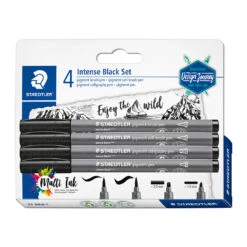 Staedtler Pigment Arts Intense Black Set Of 4 Assorted Tips