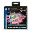 Staedtler Pigment Arts Brush Pen Set Of 12 Pastel -Drawing Tools & Stationery-Staedtler SD00005 NA Staedtler Pigment Arts Brush Pen Set of 12 Pastel P1