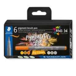 Staedtler Pigment Arts Brush Pen Set Of 6 Greys & Caramels