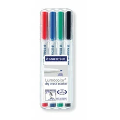 Staedtler Lumocolor Dry-Erase Markers, Medium Tip, Assorted, 4 Pack