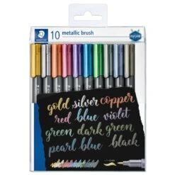 Staedtler Design Journey Metallic Brush Pens Set Of 10 Assorted Colours