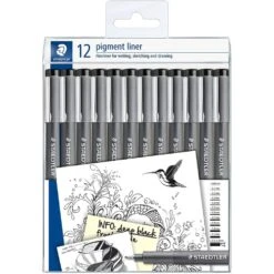 Staedtler Pigment Liner Pack Of 12 Assorted Sizes